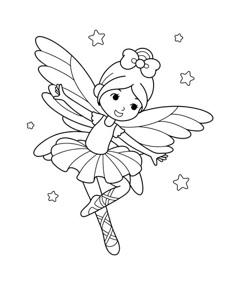 Premium Vector Cute Fairy Ballerina Coloring Page Illustration