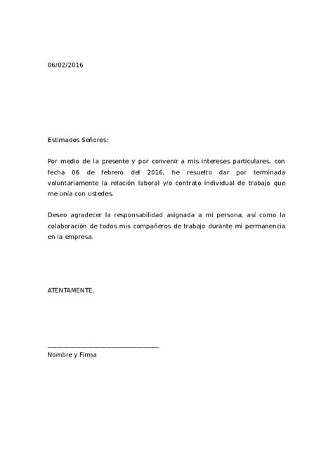 Carta De Renuncia Laboral Voluntaria Y Agradecimiento Pdf Soalan Aw