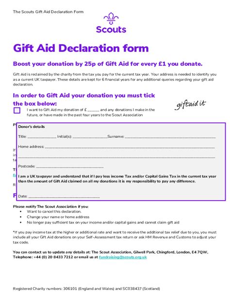 Multiple Donation Charity Gift Aid Declaration Doc Template Pdffiller
