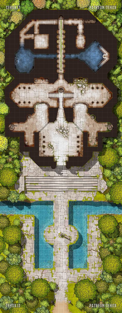 The Temple Battlemap 25x64 Rdndmaps