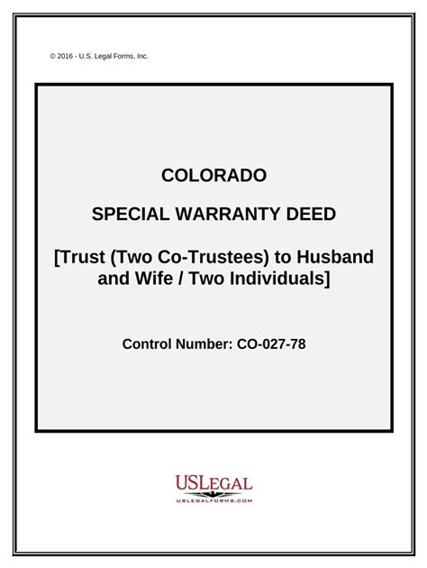 Colorado Special Warranty Deed Form Fill Out And Sign Printable Pdf