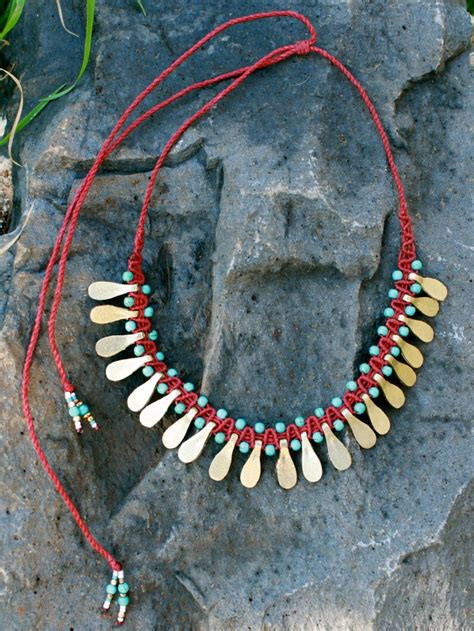Tribal Necklace Gold Turquoise Necklace Ethnic Necklace Etsy