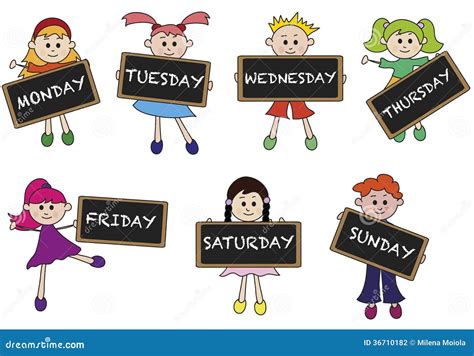 Days Of The Week Silhouettes Royalty Free Illustration Cartoondealer