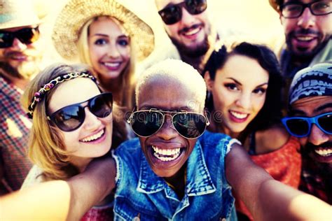 Diverse People Beach Summer Friends Fun Selfie Concept Stock Image