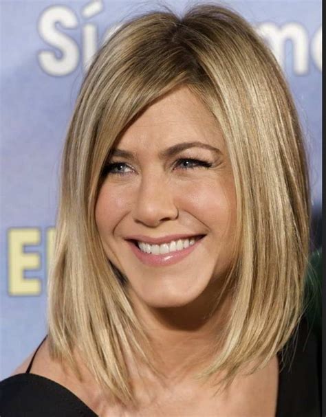 Jennifer Aniston Lace Front Human Hair Shoulder Length Straight Wigs