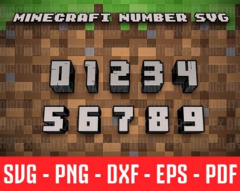 Minecraft Number Font Style Svg Vector Minecraft Font Svg Etsy My Xxx Hot Girl