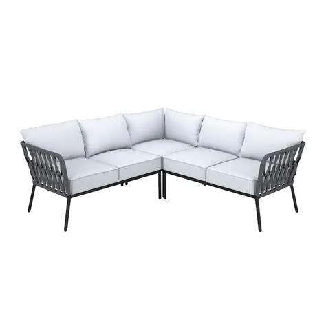 style selections stratford outdoor loveseat with cushion and grey steel frame in the patio