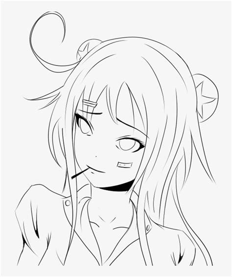 By Chuloc On Deviantart Cute Anime Line Art Png Image