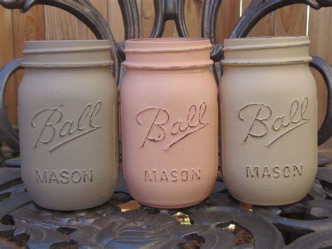 Chic Painted And Distressed Ball Mason Jar Rustic Home Decor Ball