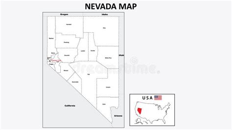 Nevada Map Political Map Of Nevada With Boundaries In White Color