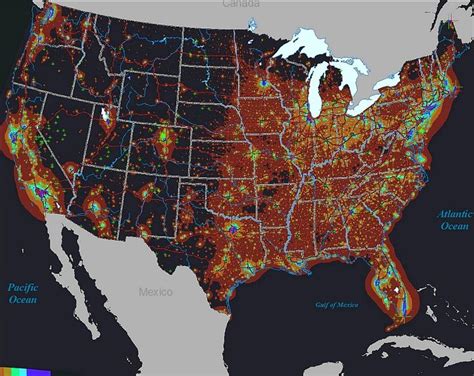 light pollution in us light pollution light pollution map north america map