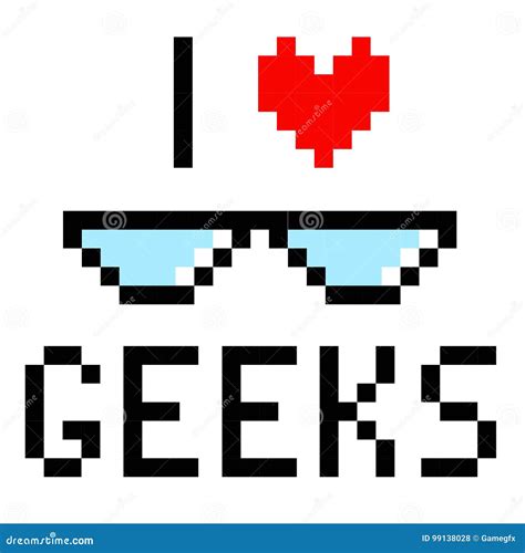 Glasses Geek Pixel Art Cartoon Retro Game Style Stock Vector