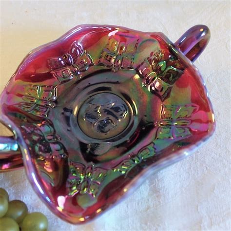 Beautiful Fenton Art Glass Plum Opalescent Carnival Glass Etsy