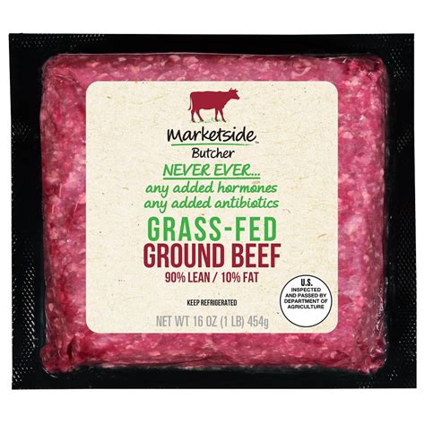 Marketside Grass Fed 90 Lean10 Fat Ground Beef 1lb