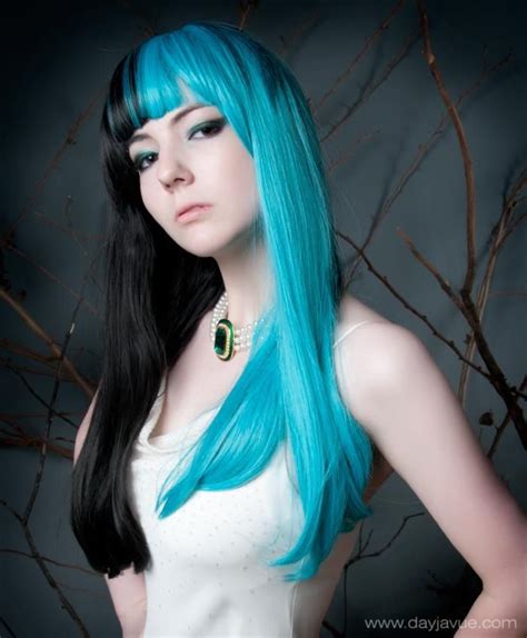 Split Hair Color Female Blue Black Hair Dye Light Blue Hair Aqua Blue