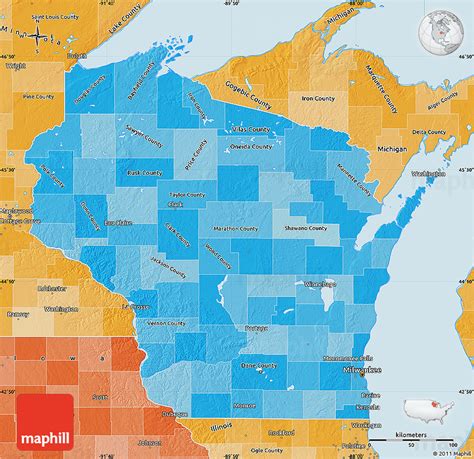 Political Shades Map Of Wisconsin