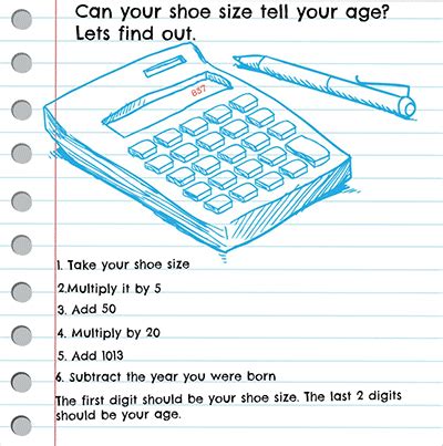For men, find your length measurement on the chart of us men's sizes below. Fun Math Lesson: Can Your Shoe Size Tell Your Age?