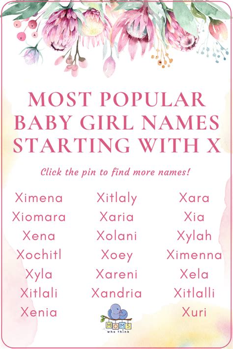 Nothing can go wrong with a name that begins with w. Baby Girl Names That Start With X
