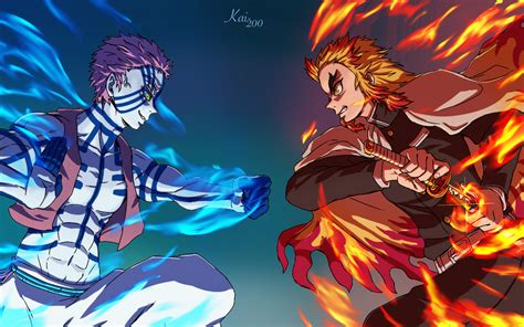 Rengoku Vs Akaza Demon Slayer Wallpaper Protes Png