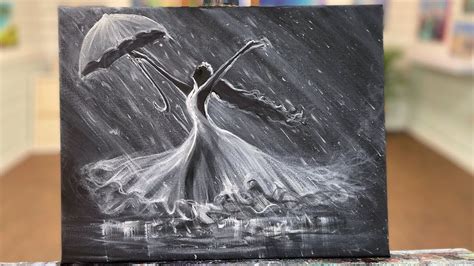 How To Paint Dancing In The Rain ☔️ Acrylic Painting Tutorial Youtube