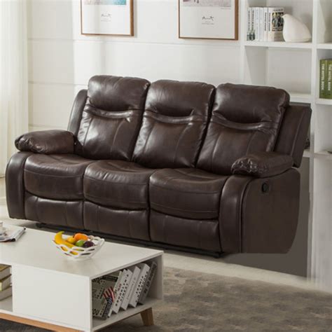 Gordon Motion Leather Air Double Recliner Sofa With Drop Down Table Brown Chair Bed Sofa Couch