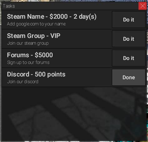 Tasks Steam Group Forum Rewards Discord More