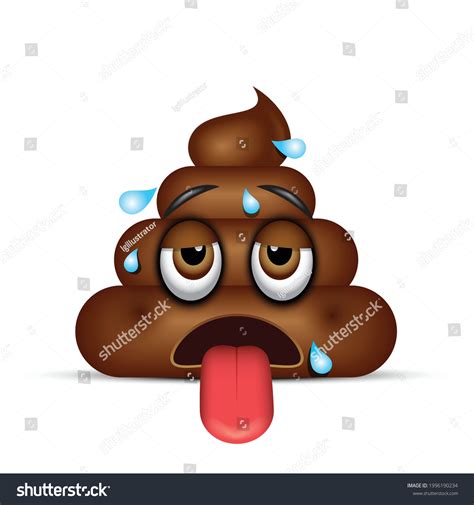 Hot Poo Emoji Sweating Poop Emoticon เวกเตอร์สต็อก ปลอดค่าลิขสิทธิ์