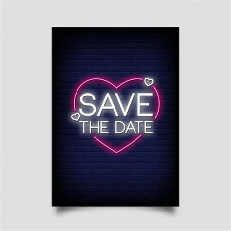 Premium Vector Save The Date Neon Sign Style
