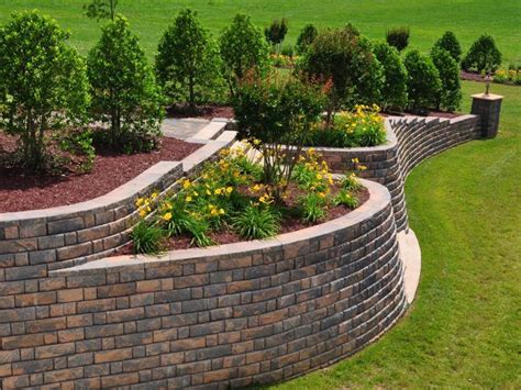 Pound a rebar stake into the ground at the centre of the firepit, then mark the circumference of the circle. Building a Fire Pit with Retaining Wall Blocks | Fire pit landscaping, Landscaping retaining ...