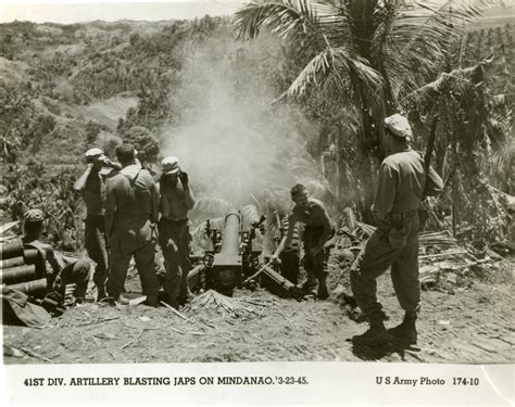 41st Infantry Division Firing A Howitzer At Japanese Forces Mindanao