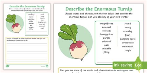 Describe The Enormous Turnip Activity Sheet Teacher Made