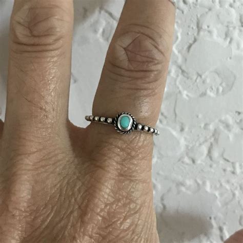 Sterling Silver Beaded And Turquoise Ring Boho Ring Silver Ring