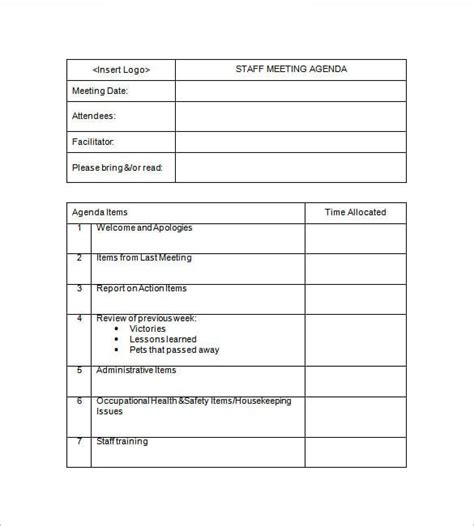 Staff Meeting Minutes Template 18 Free Word Excel Pdf Format Download