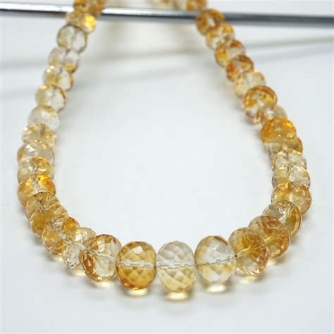 Citrine Beads Natural Citrine Faceted Beads Faceted Rondelle Etsy Uk