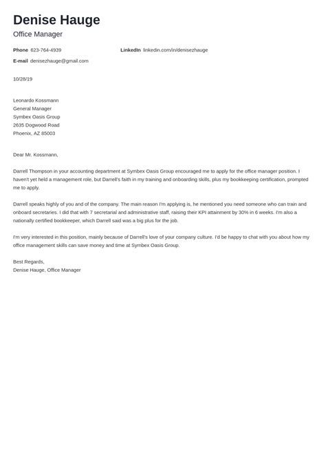 Office Manager Cover Letter Examples Templates To Try Now