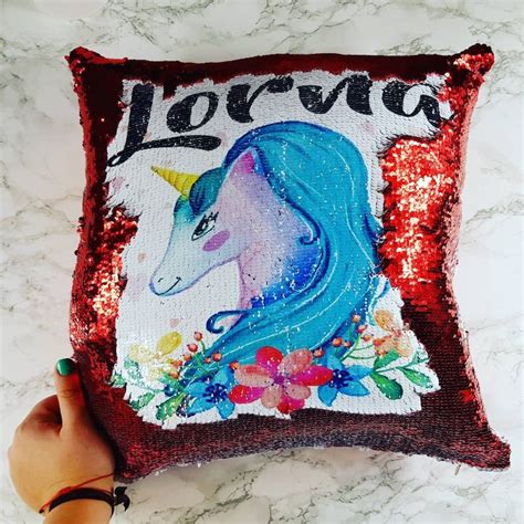 Unicorn Pillow Reversible Sequins Cushion Cover Unicorn Etsy
