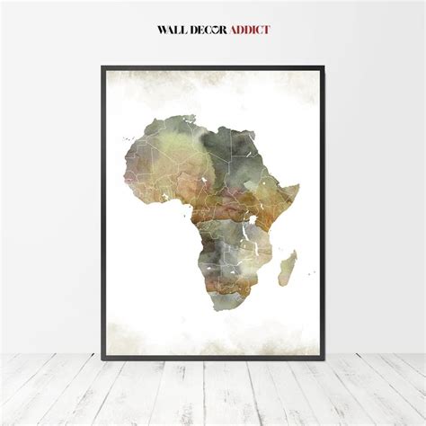 The Africa Map In Watercolor On A White Wall