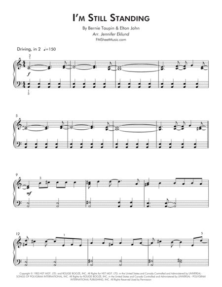I M Still Standing Easy Piano Music Sheet Download