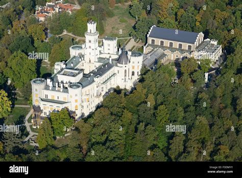 Aerial View Hluboká Castle And Its Surrounding Of Many Trees Hluboká