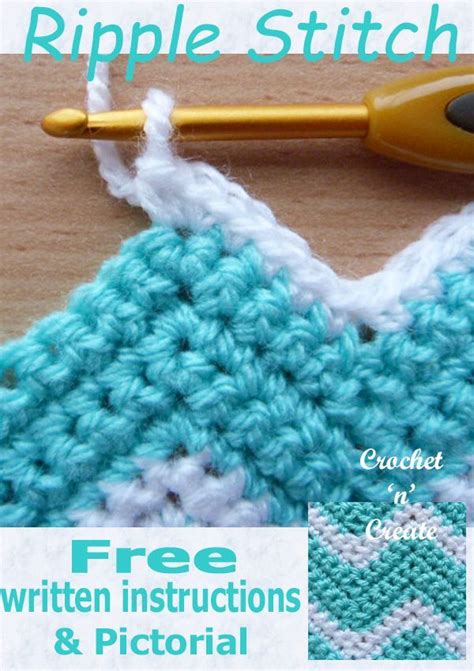 Single crochet ripple stitch pictorial also known as chevron, a free