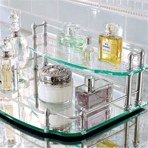 With its compact shape it fits effortlessly on a bathroom vanity, dresser, entryway or ottoman without taking up too much space. Vanity tray | Bathroom vanity tray, Perfume display