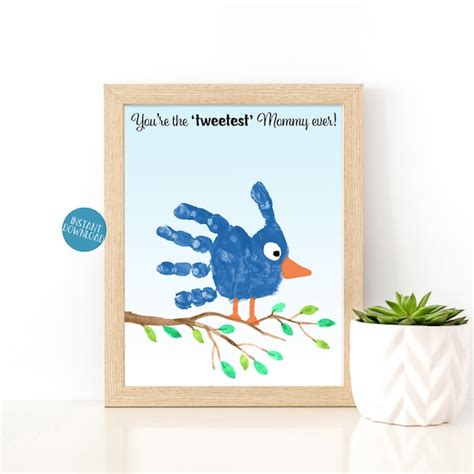 Bird Handprint Art T For Mom From Son Diy Mothers Day Etsy