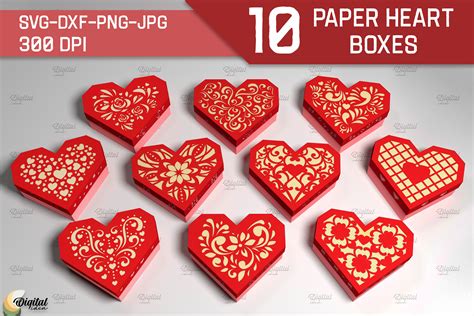3d Paper Heart Box Valentine Bundle Graphic By Digital Idea · Creative