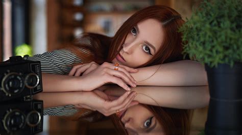 Sergey Zhirnov Women Redhead Long Hair Straight Hair Pierced Nose