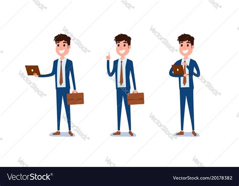 Young Businessman Character Design Set Royalty Free Vector