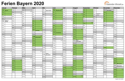Silahkan download kalender 2021 ini dengan gratis. Ferien Bayern 2020 - Ferienkalender zum Ausdrucken