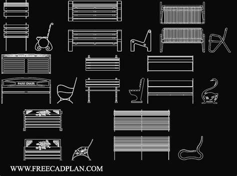 Benches Cad Block In Autocad Dwg Download Free Cad Plan