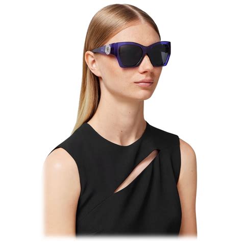 versace medusa runway squared sunglasses purple dark grey sunglasses versace eyewear