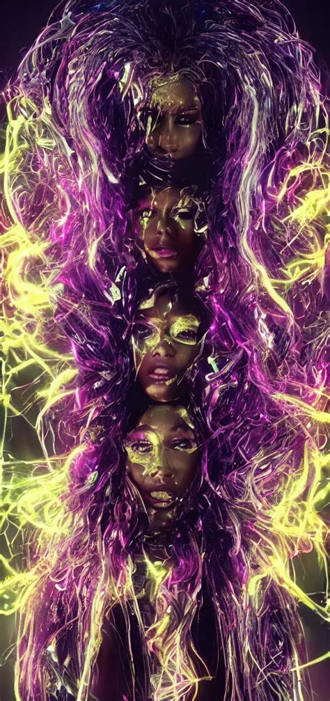 Nicki Minaj Glowing Hair Supercomputer Complex Stable Diffusion