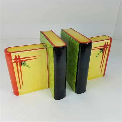 Vintage Ceramic Pair Bookends Made In Czechoslovakia Hand Painted 4 X